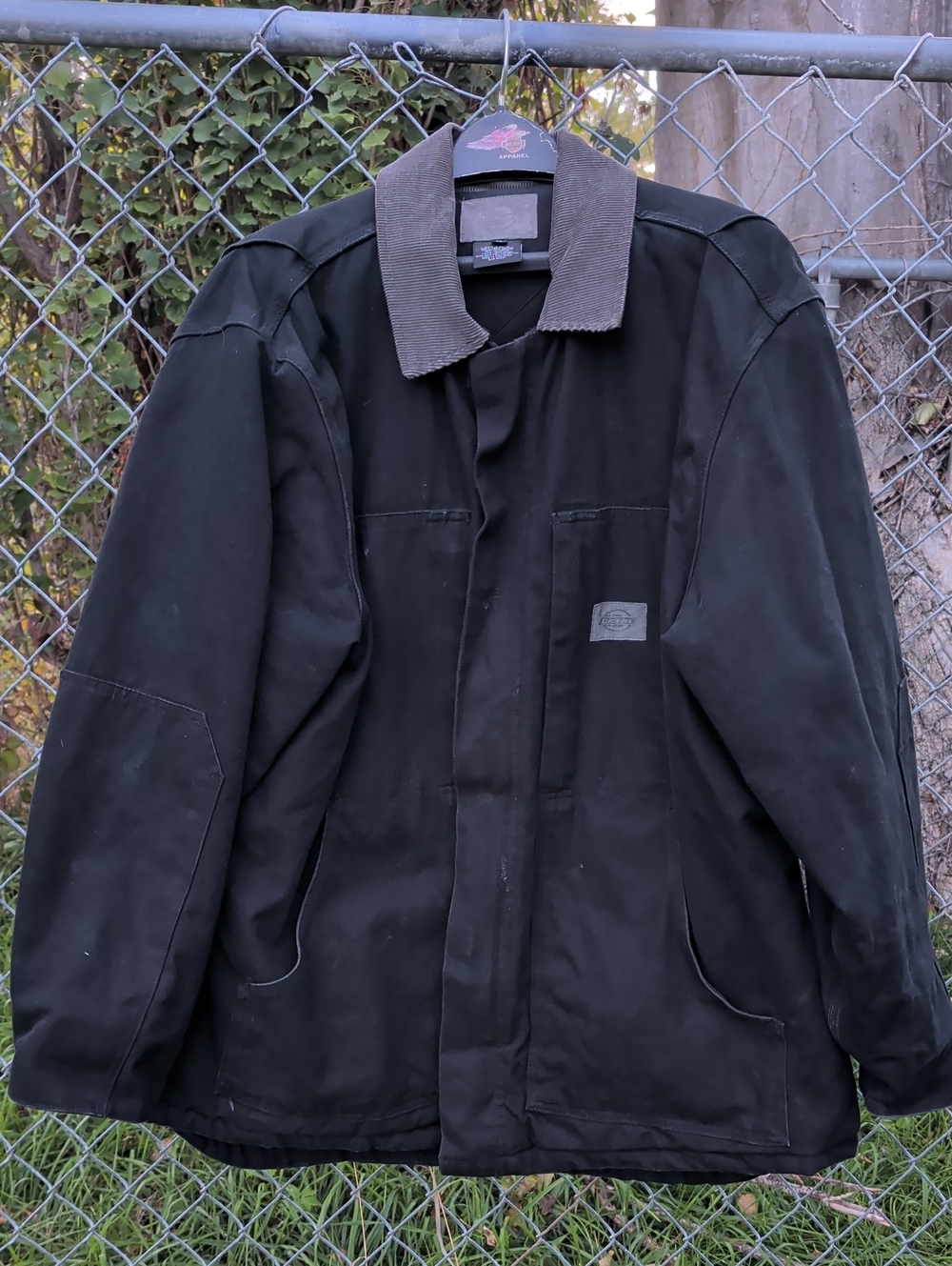 Dickies Black Field Jacket with Grey Corduroy Collar